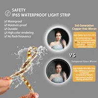 Bathroom Mirror with LED Lights Circle Backlit Illuminated Wall Mounted Lighted Mirror Anti-Fog 3 Colors Change IP65 Dimmable - Image 6