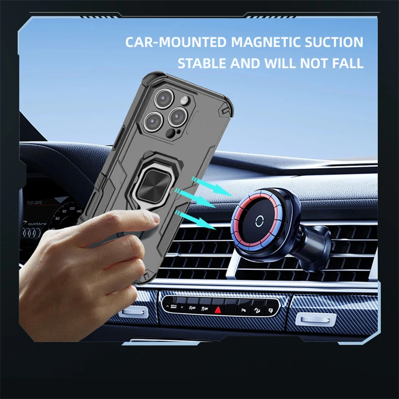 Durable Magnetic Suction Stand Phone Holder Heavy Armor Case