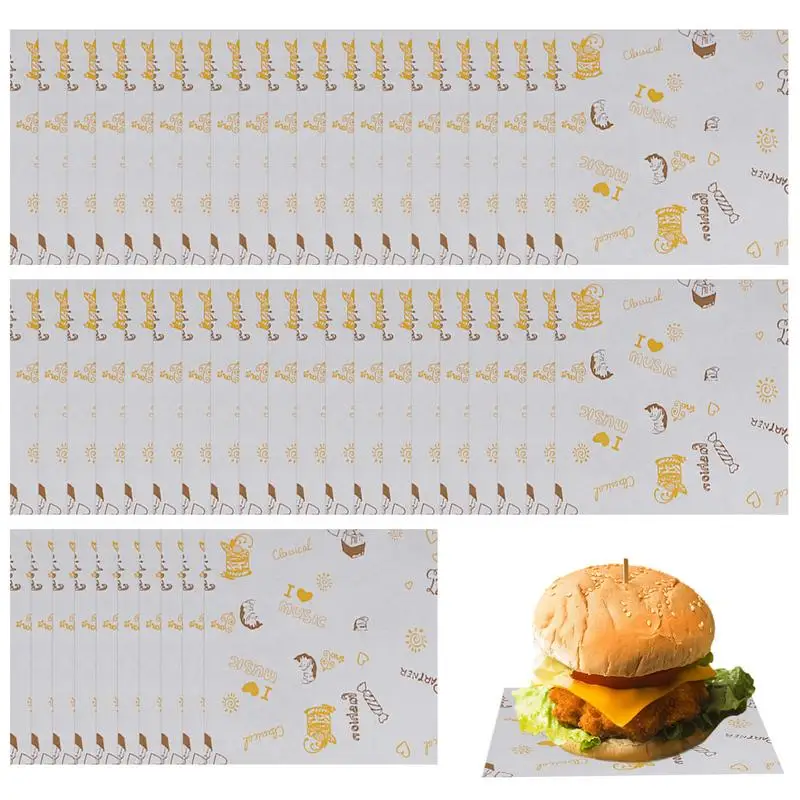 

Бумажные обертки для сэндвичей, устойчивые к смазке подносы для корзины, бумажные салфетки с защитой от смазки, бумажные квадратные обертки для хот-догов