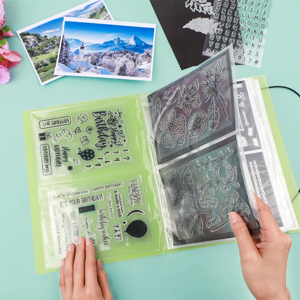 Large Sticker Photo Storage Album 20 Pages 4 Pockets Booklet Storage Book Organizer Folder for Stamp Dies Sticker Collection