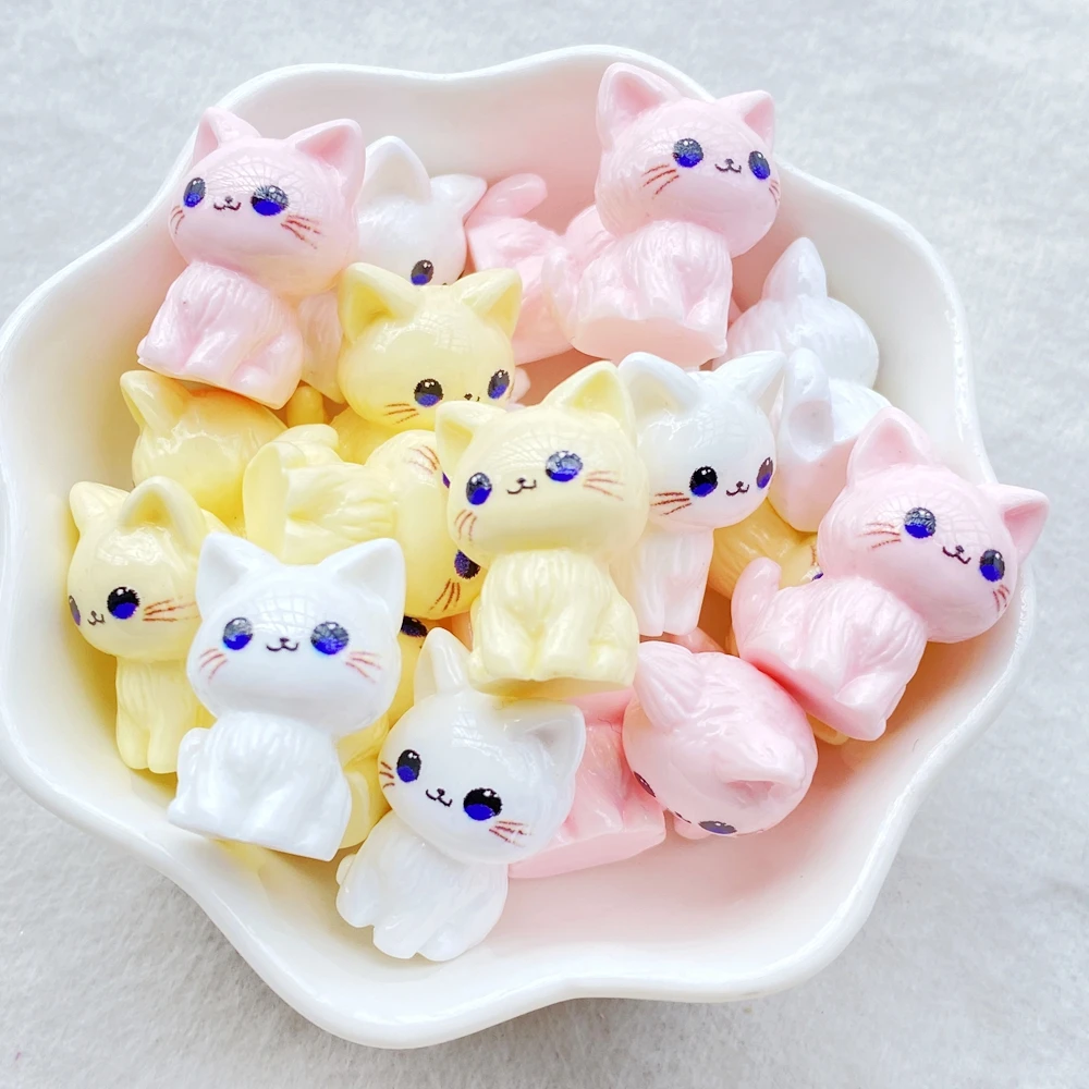 10 pièces de chatons mignons en résine 3D, série dessin animé, à dos plat, accessoires de scrapbooking, de création de bijoux et de décoration._voghion.com