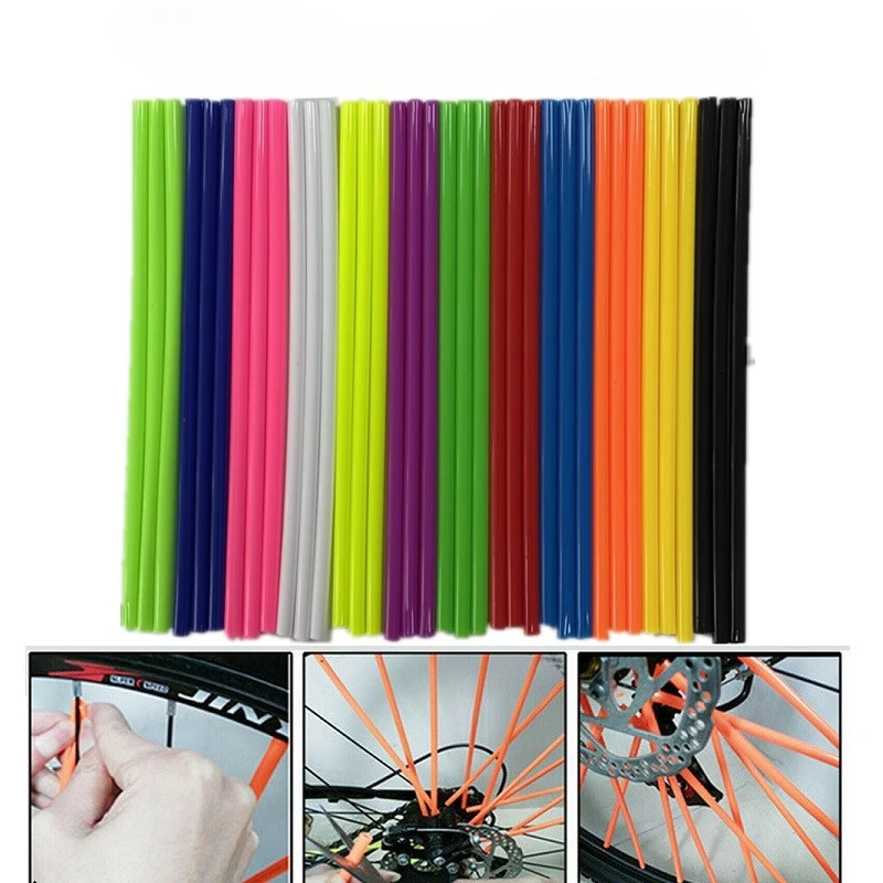 Universal Dirt Bike Spoke Covers 72PCS 24cm Motorcycle Wheel Rim Spoke Wrap Kit Skins Protector Cover for Motocross Bicycle Bike