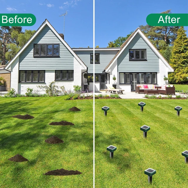 Kültéri Napenergia Ultrahangos Rezgés Kártevőirtó Kígyócseppelló A Gyepkert Udvarához Farm Mole Rat Retrent Pest - Image 6