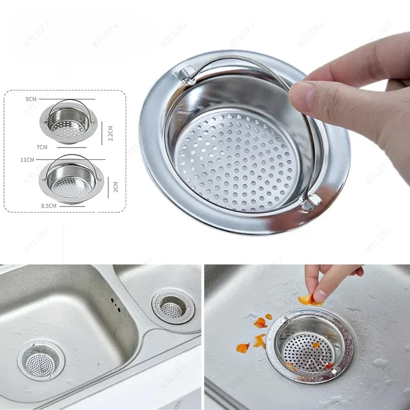 Kitchen sink filter 1PC portable stainless steel mesh drain kitchen sink filter screen slag screen floor drain size