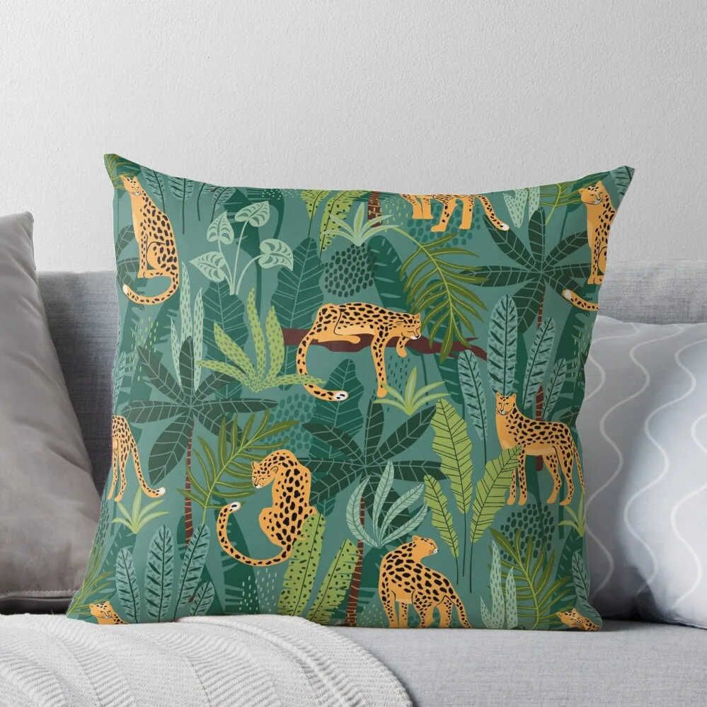 

Jungle Leopards Pattern Throw Pillow Cusions Cover Decorative pillow case Embroidered Cushion Cover christmas pillow case