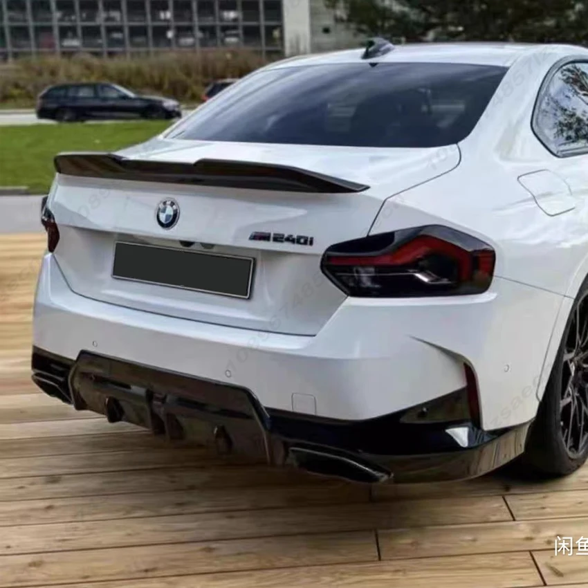 BMW 2 시리즈 G42 M240i M235i M 스포츠 2021-2025 바디킷용 LED 자동차 리어 범퍼 디퓨저 립 스포일러 글로스 블랙 액세서리