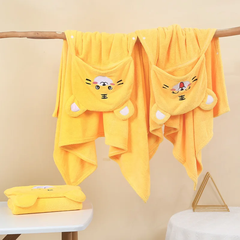 Kids Bathing Cartoon Baby Bath Towel Microfiber Cotton Hooded Beach Towel Newborn Cape Towels Soft Poncho Stuff Infant Washcloth