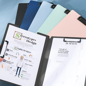 Cartelle di file A4 Appunti Doppio clip Clip Board 100 fogli Documenti per ufficio Organizzatore Blocco note Carta di stoccaggio Materiale scolastico