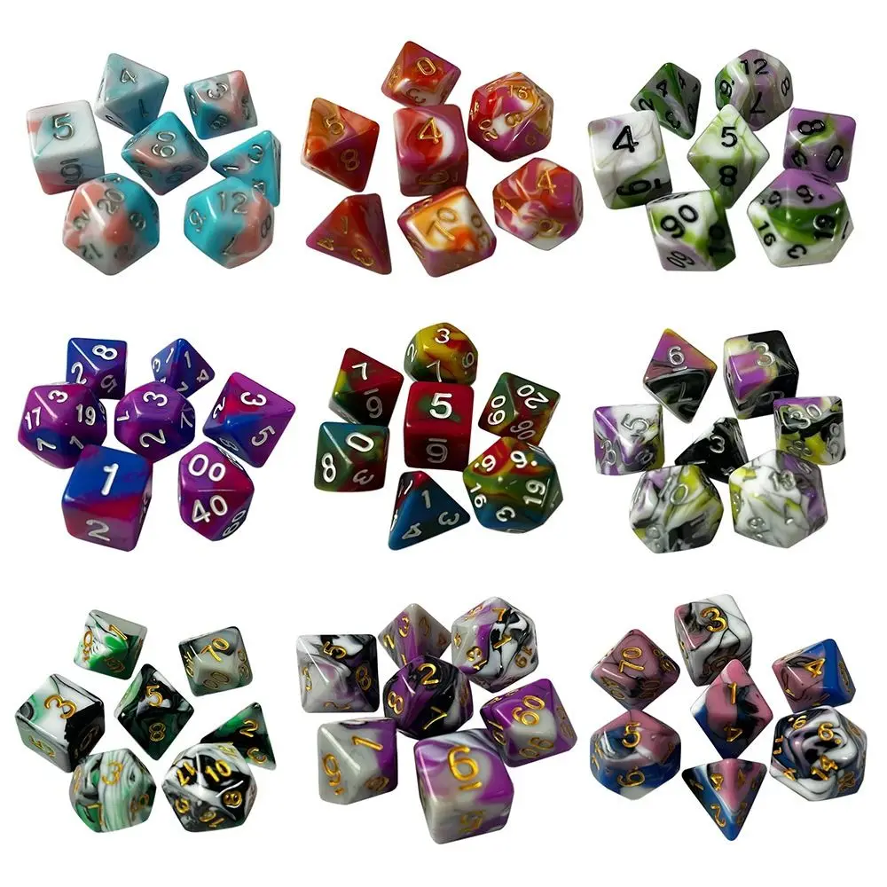 

7 шт. подарок D4 D6 D8 D10 для TRPG DND многогранные игральные кости настольные игральные кости