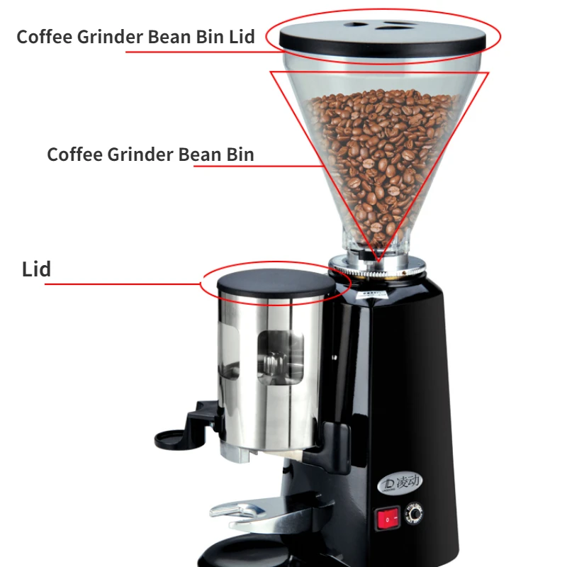 Coffee grinder part hopper bean bin warehouse for FEAMA Mazzer 900N/HC600/600AE/RF64 with lid transparent replacement