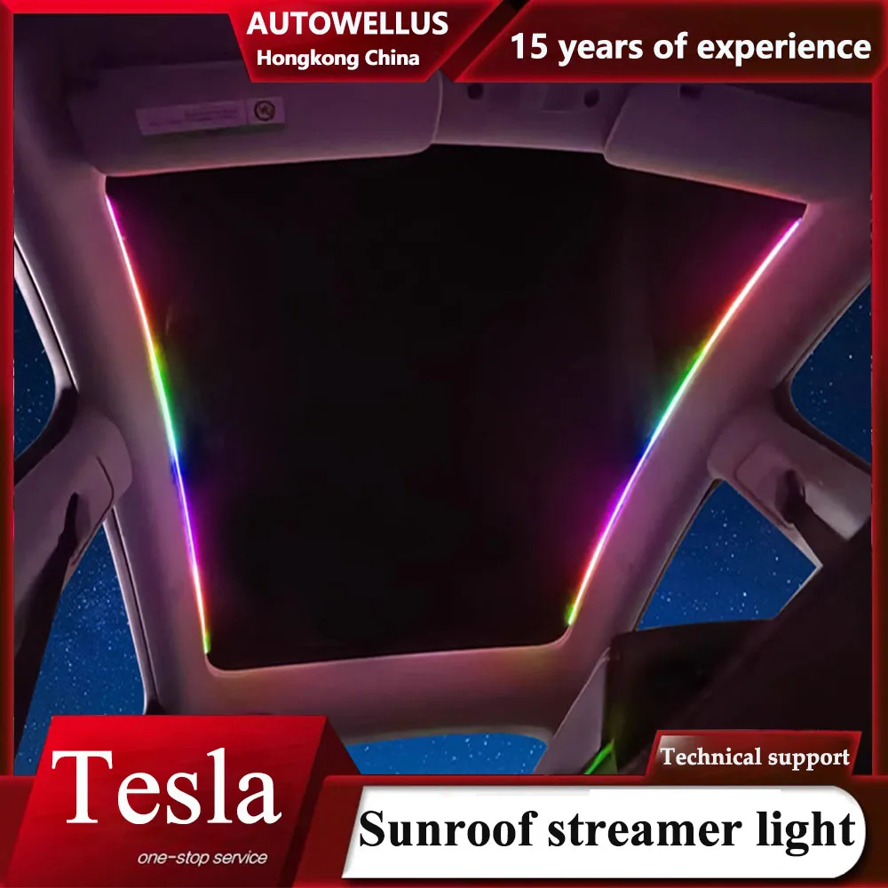 

APP Control Skylight 256 Colour LED Sunroof Light For Tesla model Y/3 Car Roof Ambient Light Atmosphere Lamp
