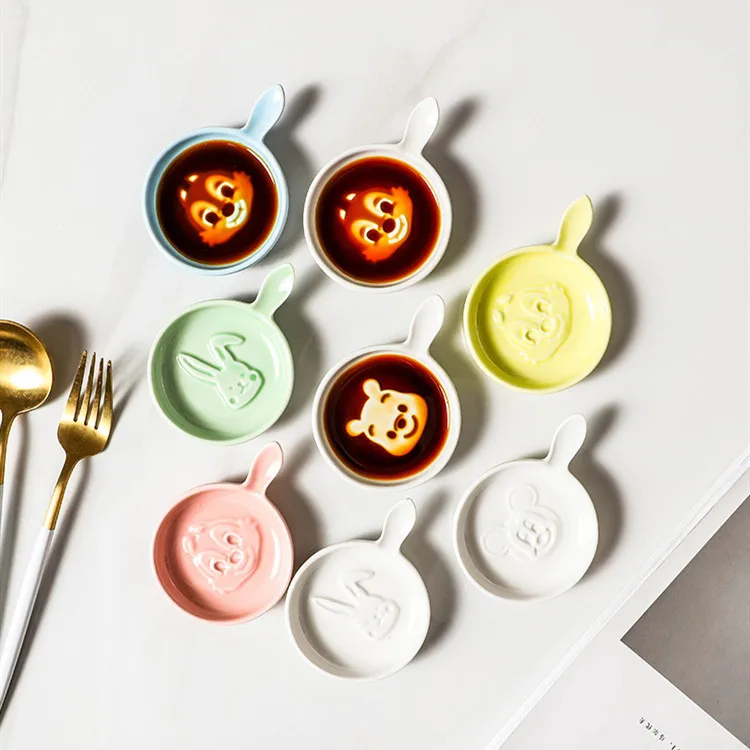 

Японская керамическая тарелка для приправ, милая креативная тарелка для окуня, домашняя кухонная посуда с соевым соусом, уксусом, горчичной приправой