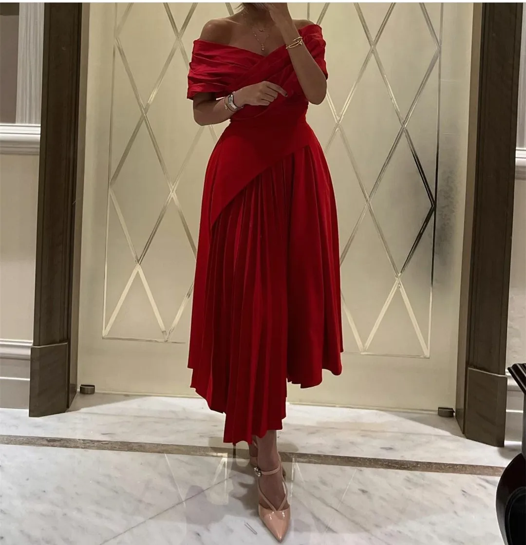 Abiti da sera musulmani pieghettati corti in chiffon