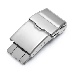 Silver Stainless Steel Folding Watch Clasp - Unisex Metal Strap Accessory - 16mm (Silver)