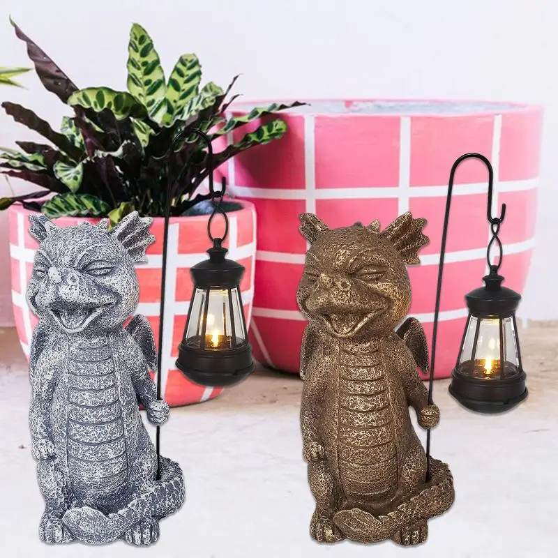 Solar Light Garden Statue Resin Dinosaur Figurine with Solar Lights Garden Sculptures & Statues Patio Decor Yard Ornament