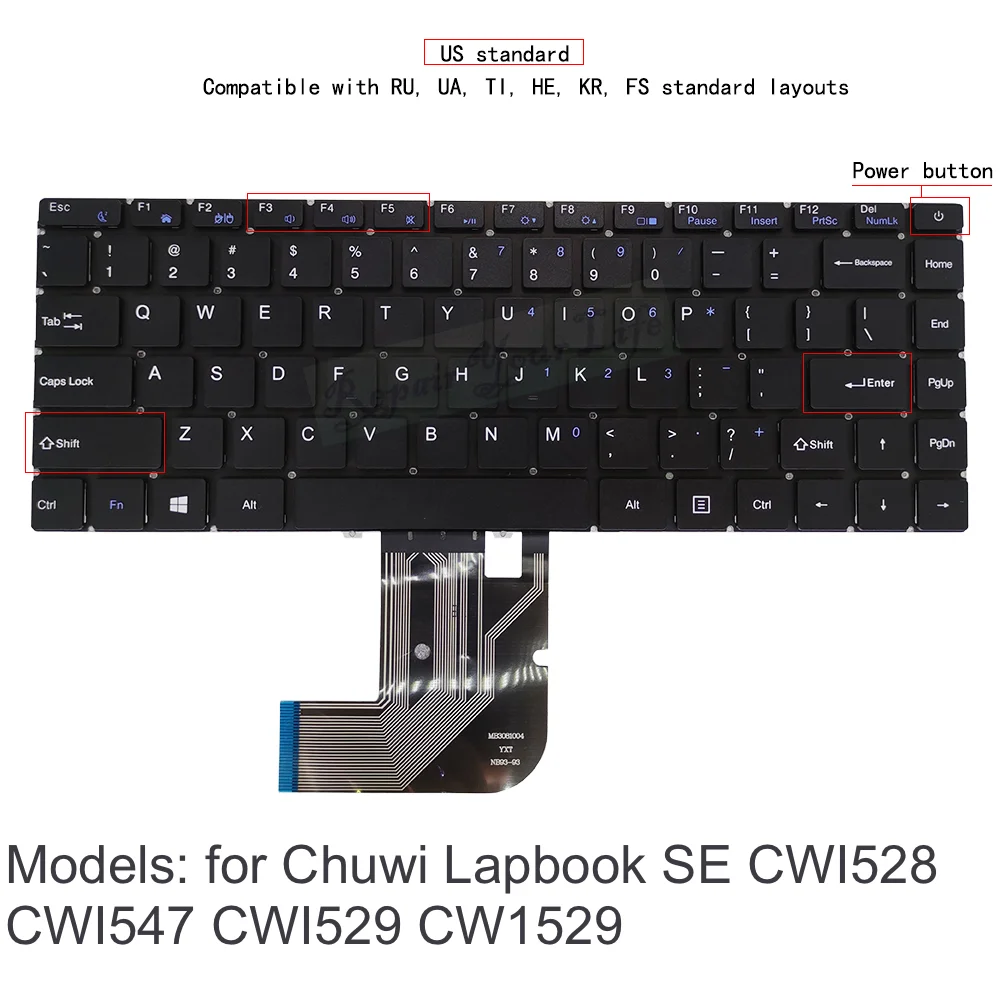 Inglês Teclado para Notebook para Chuwi 14 Pro Cwi529 Cwi547 Cwi528 133 Yxt-nb9359 Mb3008002 Mb3081004 Yxt-nb93-93 Mb3081001 Novo us - Imagem 2
