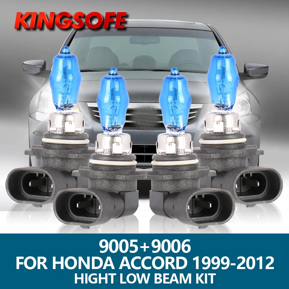 

4X HOD Car Xenon Halogen Lamp 9005 HB3 9006 HB4 High Low Beam Bulbs Kit For Honda Accord 1999-2006 2007 2008 2009 2010 2011 2012