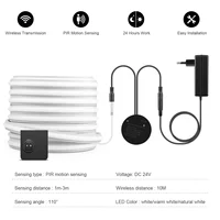 ไฟ LED แบบเส้นนีออน COB ไร้สาย เคลื่อนย้ายได้ พร้อมเซ็นเซอร์ตรวจจับความเคลื่อนไหว PIR ใช้ไฟ DC24V ความสว่างสูง หลอดซิลิโคนเจลบริสุทธิ์ สำหรับบันไดและทางเดิน 6