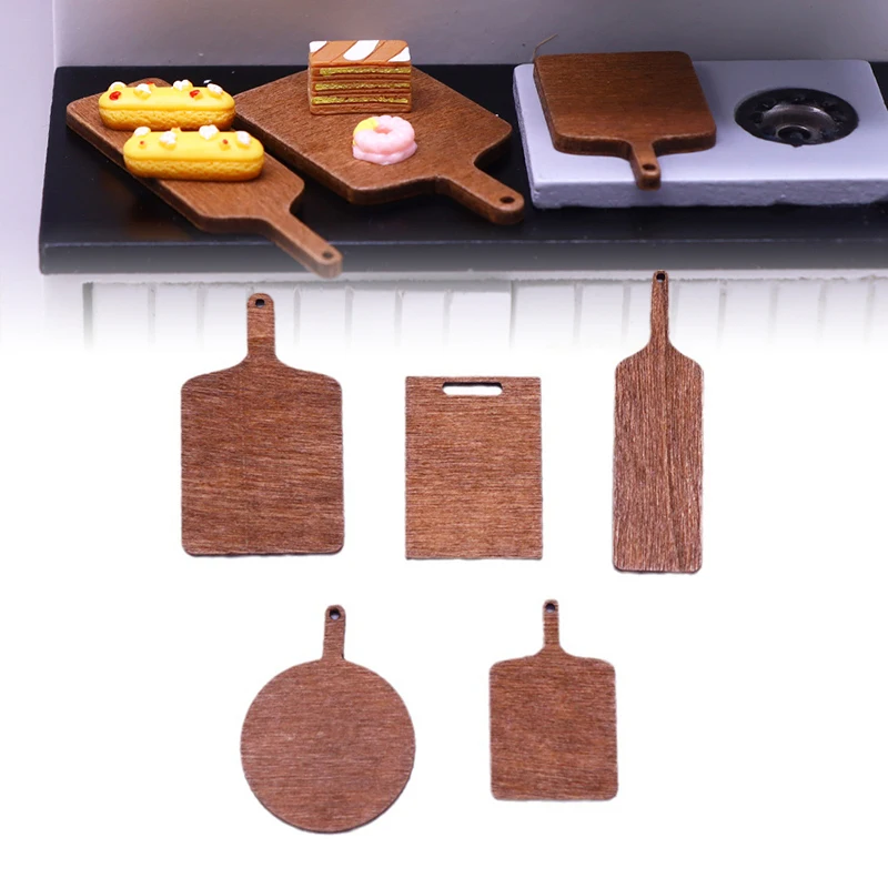 

5Pcs/set Doll House Miniature Wooden Cutting Board/tray Mini Furniture Model Set DIY Dolls House Decor Shooting Scene Props