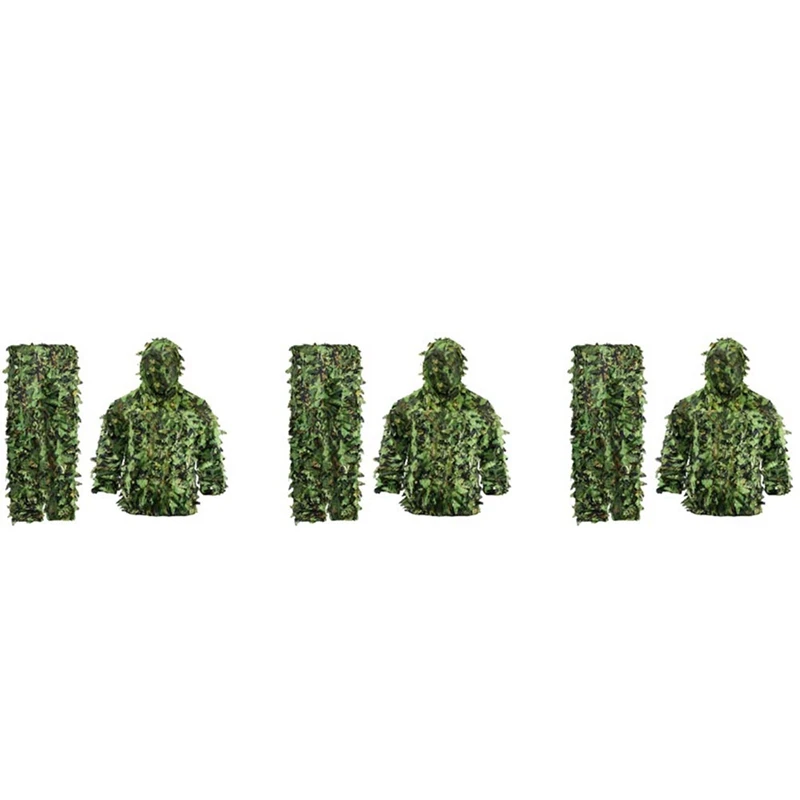 

Top!-3X Sticky Flower Bionic Leaves Camouflage Suit Hunting Ghillie Suit Woodland Camouflage Universal Camo Set (B)