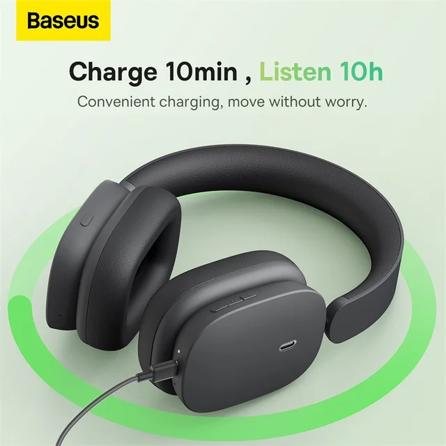 Baseus H1 ANC Bluetooth 5.2 Headsets Wireless Headphones, 40db Active Noise Cancellation, 70h Battery Life, 40mm Driver Unit 5