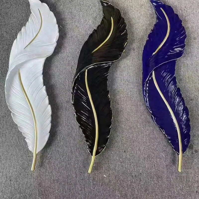 Led White Feather Wall Lamp For TV Backdrop Bedroom Bedside Aisle Corridor Sample Room Environmental Friendly Resin Lights