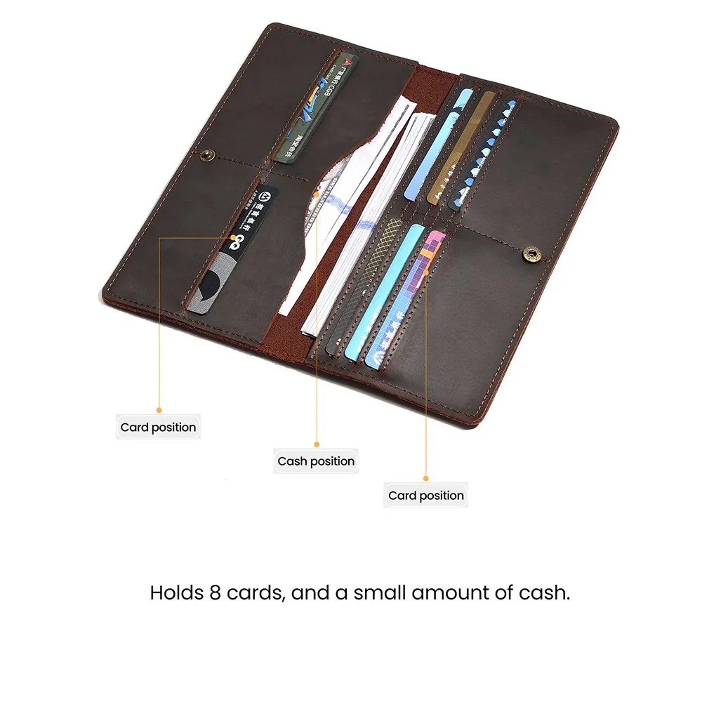 JOYIR Genuine Leather Wallet Men Leather Long Wallet Clutch Bag Vintage Male Purse for Checkbook Credit Cards Minimalist Purses 3
