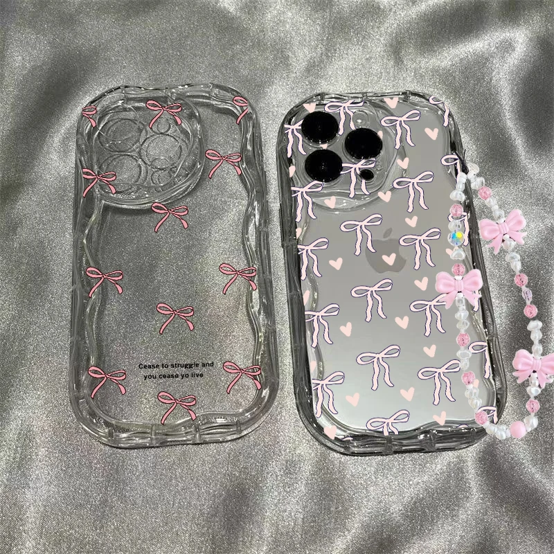 Charming Bow Lanyard Chain Phone Case