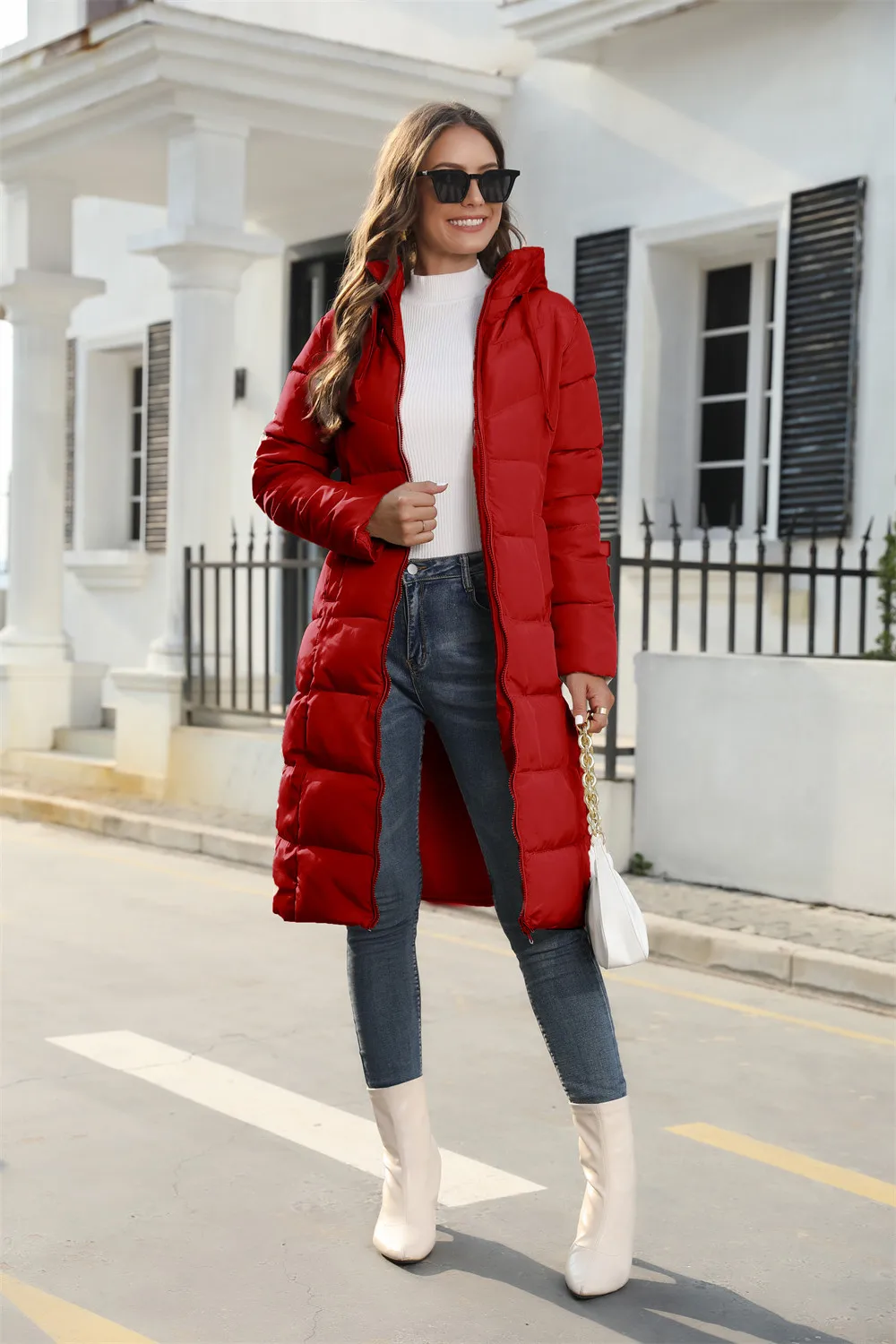 Winter New Fashion Women's Simple Hooded Solid Color Casual Trendy Elegant Long Sleeve Down Jackets Female Slim Coats Clothes
