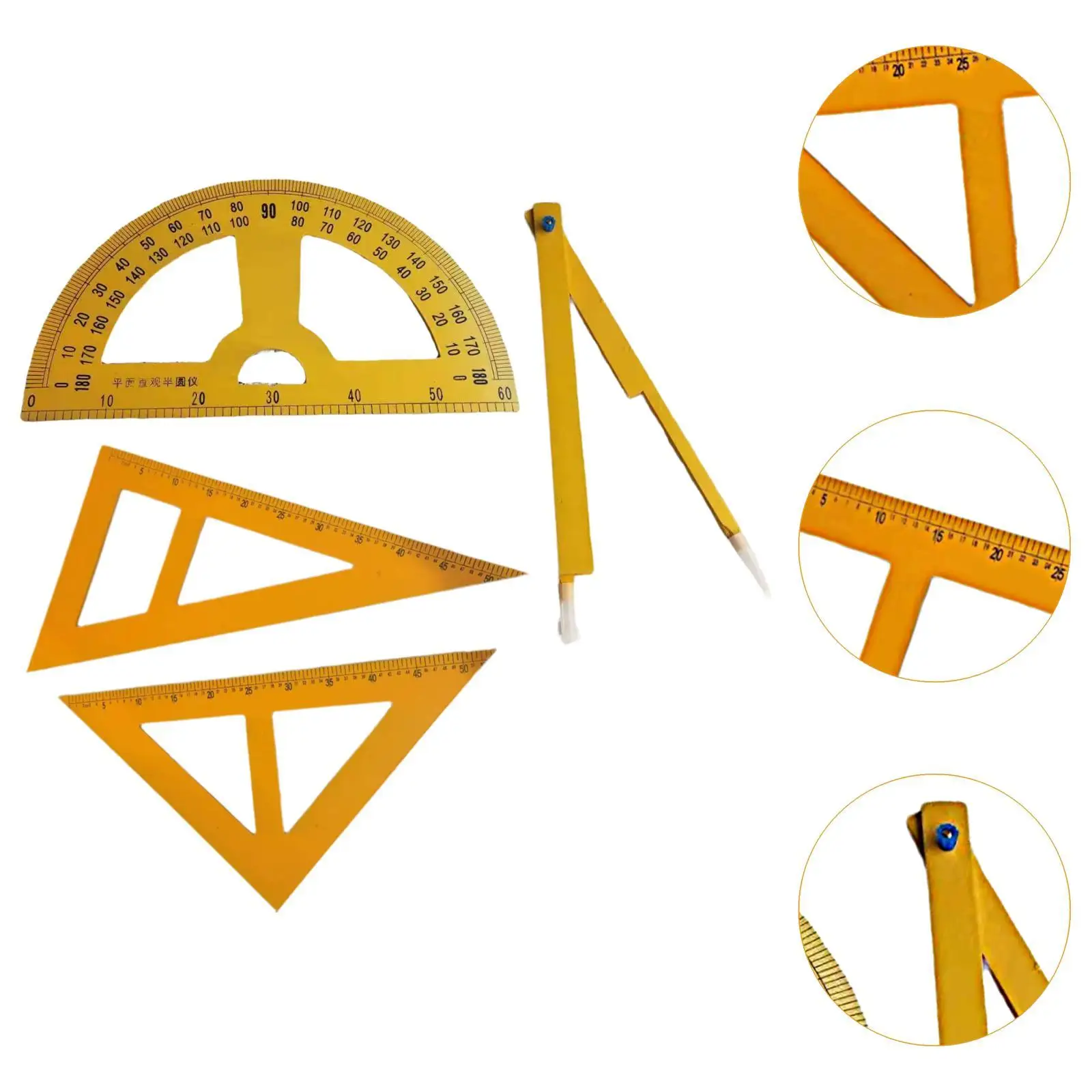 4 Pack Geometry Tools for Whiteboard, Math Equipment with Ruler And Compass for Engineering