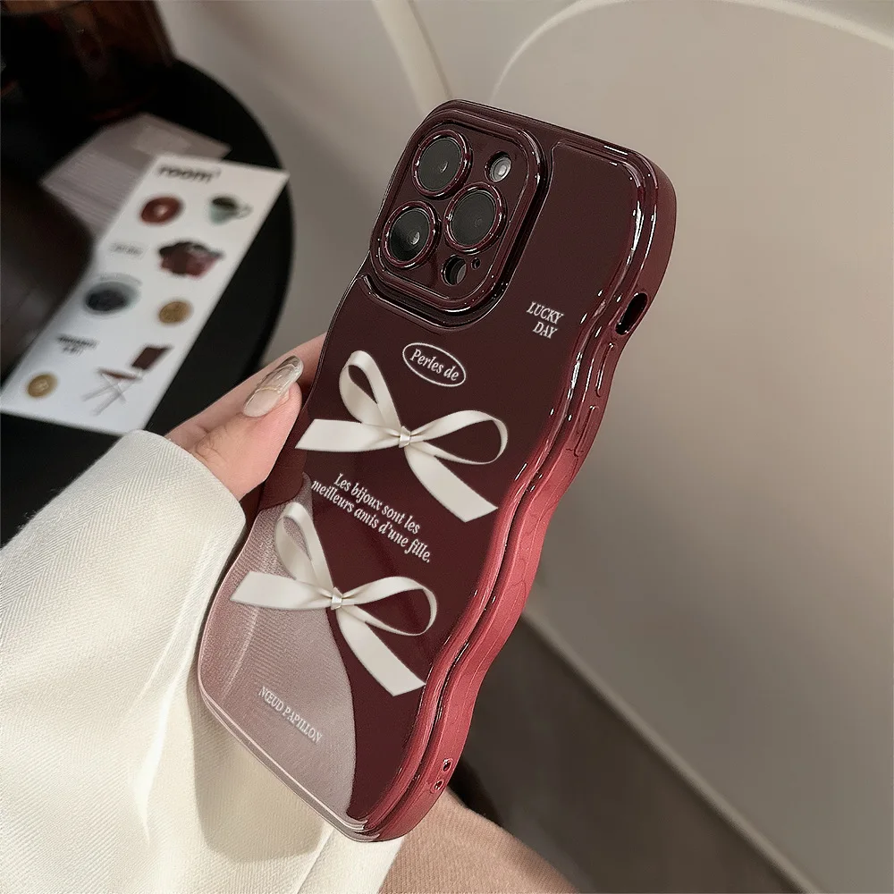 Vintage Wine Red Silk Ribbon Bow Art Phone Case - Cute & Shockproof Cover