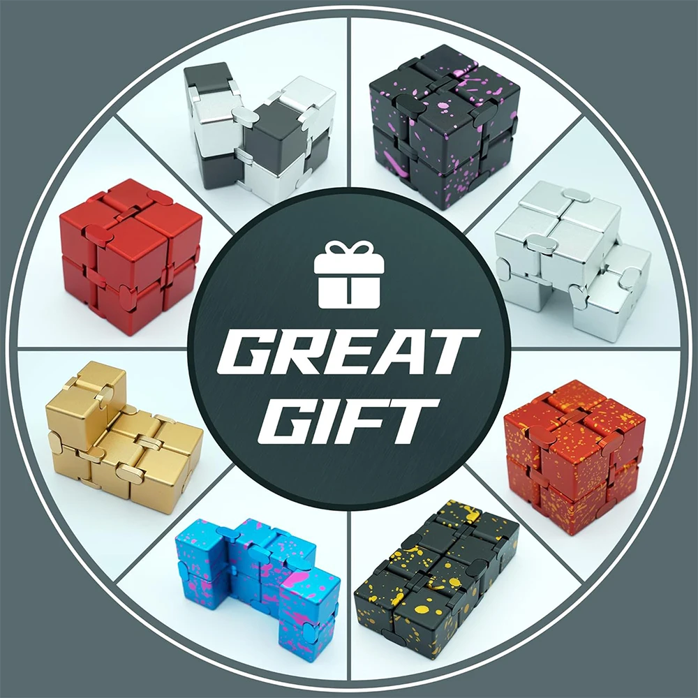 Fidget Infinity Cubes Metal Desk Fidgets Hand Toys for Anxiety ADHD EDC Stress Relief Sensory Toys Kids Adults Teens