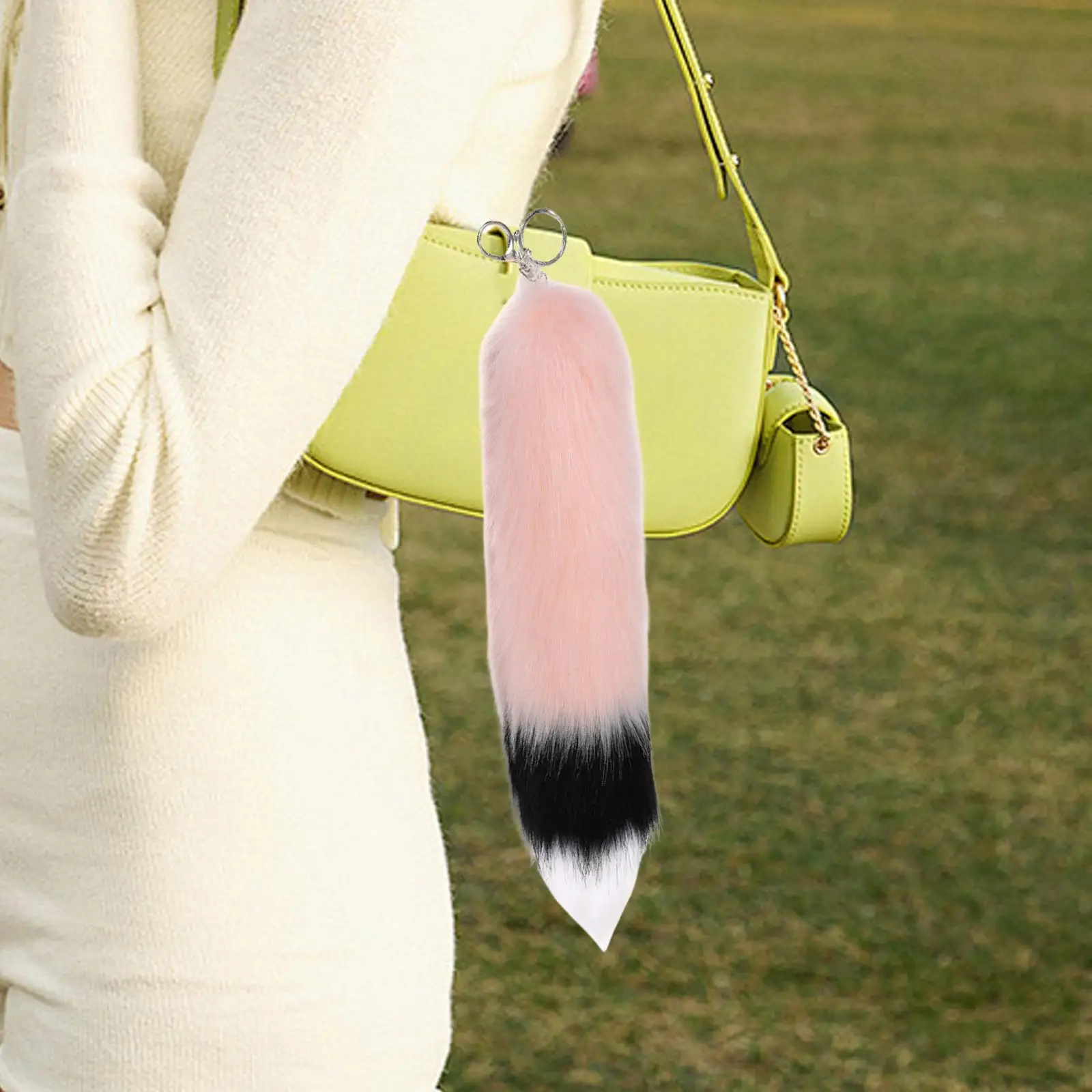 Plush Tail Keychain Soft Artificial Fur Tail Pendant for Purse Backpack Bag