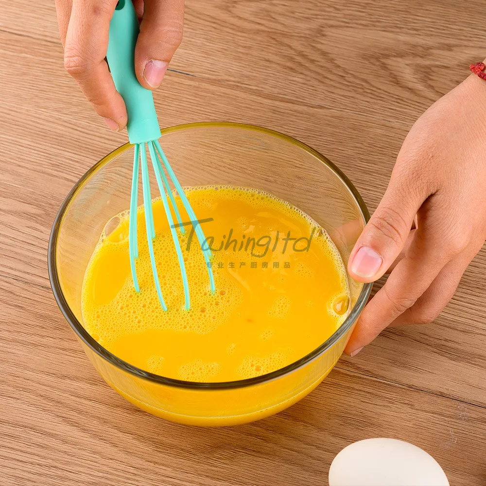 Fouet de cuisine en Silicone antidérapant, facile à nettoyer, batteur à  œufs, mousseur à lait, ustensile
