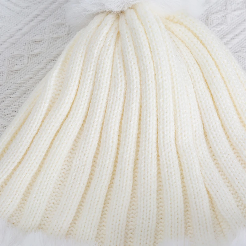 Winter Princess Cap with Ball for Women Ski Hat Outdoor Warm Ear Protection Knitted Beanies Soft Faux Fur Female Pom Pom Caps 4