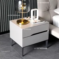 Meubles de chambre à coucher en bois massif de style nordique, table de chevet en bois avec 2 tiroirs, plusieurs couleurs 2