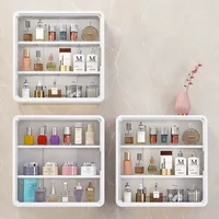 No Drill Bathroom Organizer – Multi-Layer Transparent Cosmetic Display Cabinet with Removable Shelves 1