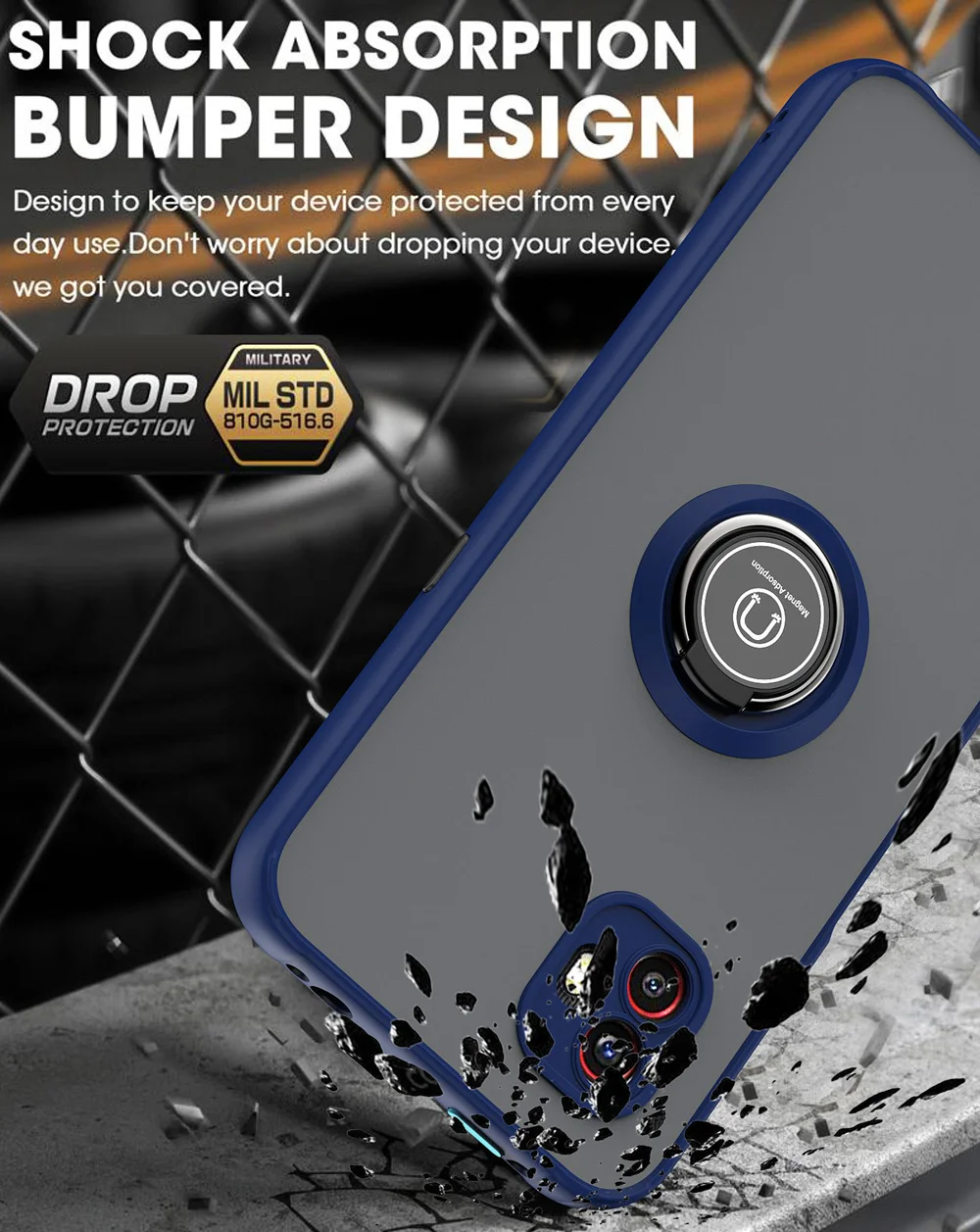 KEYSION Funda mate de moda para Samsung XCover 6 Pro Funda trasera transparente a prueba de golpes con soporte de anillo para Galaxy XCover_voghion.com