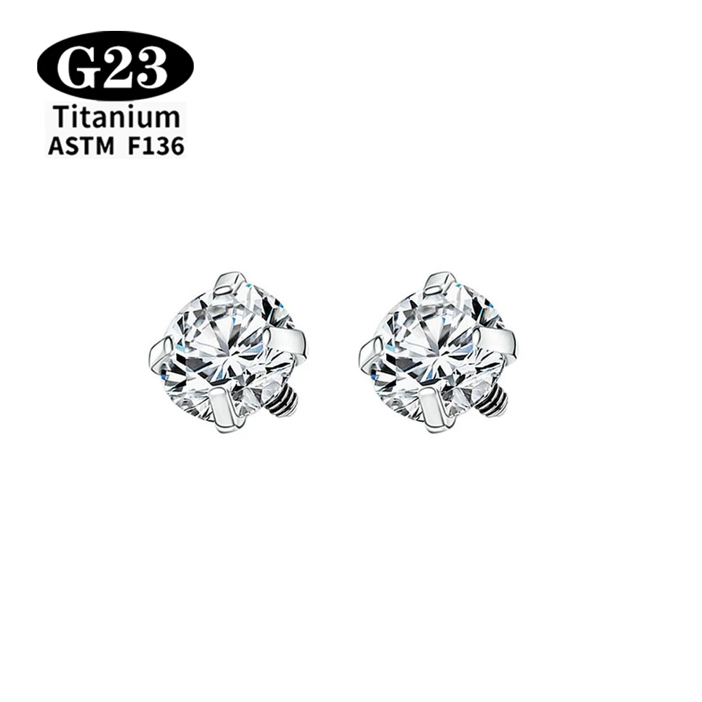 2/10PCS ASTM F136 Top Innengewinde Zirkon Labret Ohrstecker Nasenstecker Piercing Körperschmuck Zubehör G23 Titan – Detail 10