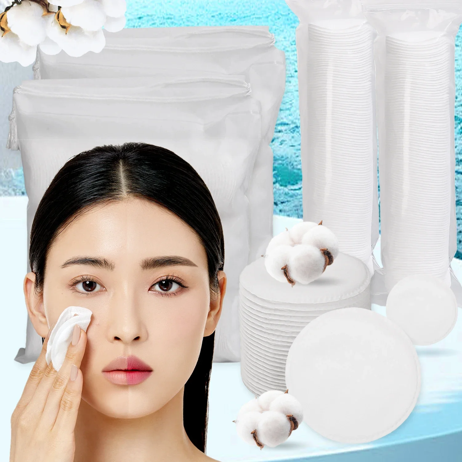 Description Picture 4 of item100/1000pcs Disposable Cosmetic Cotton Pads Soft Breathable Double-sided Round Facial Cleaning Makeup Nail Polish Remove Pads