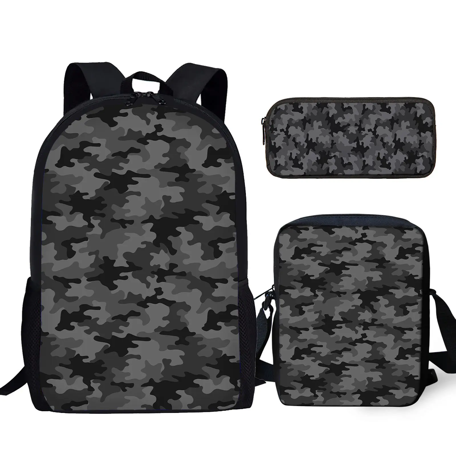 

YIKELUO черный Камуфляжный дизайн брендовый прочный рюкзак сумка-мессенджер карандаш Стандартный удобный регулируемый рюкзак на плечо