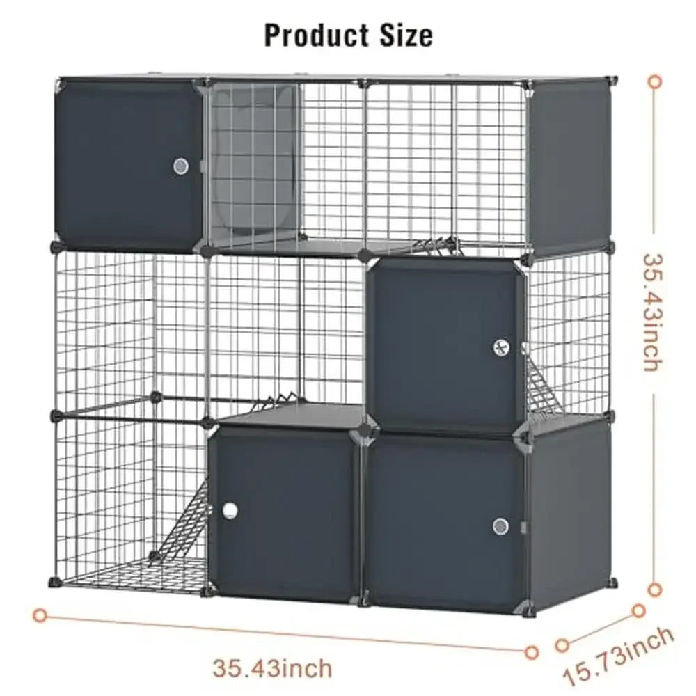 Cat Enclosure Playpen with Litter Box Cat House Large Wire Kennel Detachable Indoor Outdoor Crate Metal Catio Unique Design Easy