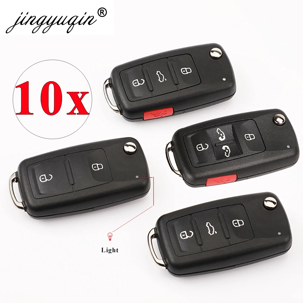 Key Case 10pcs 2/3/4/5 Button Folding Remote for VW Tiguan Golf Sagitar Polo MK6 Touareg SEAT