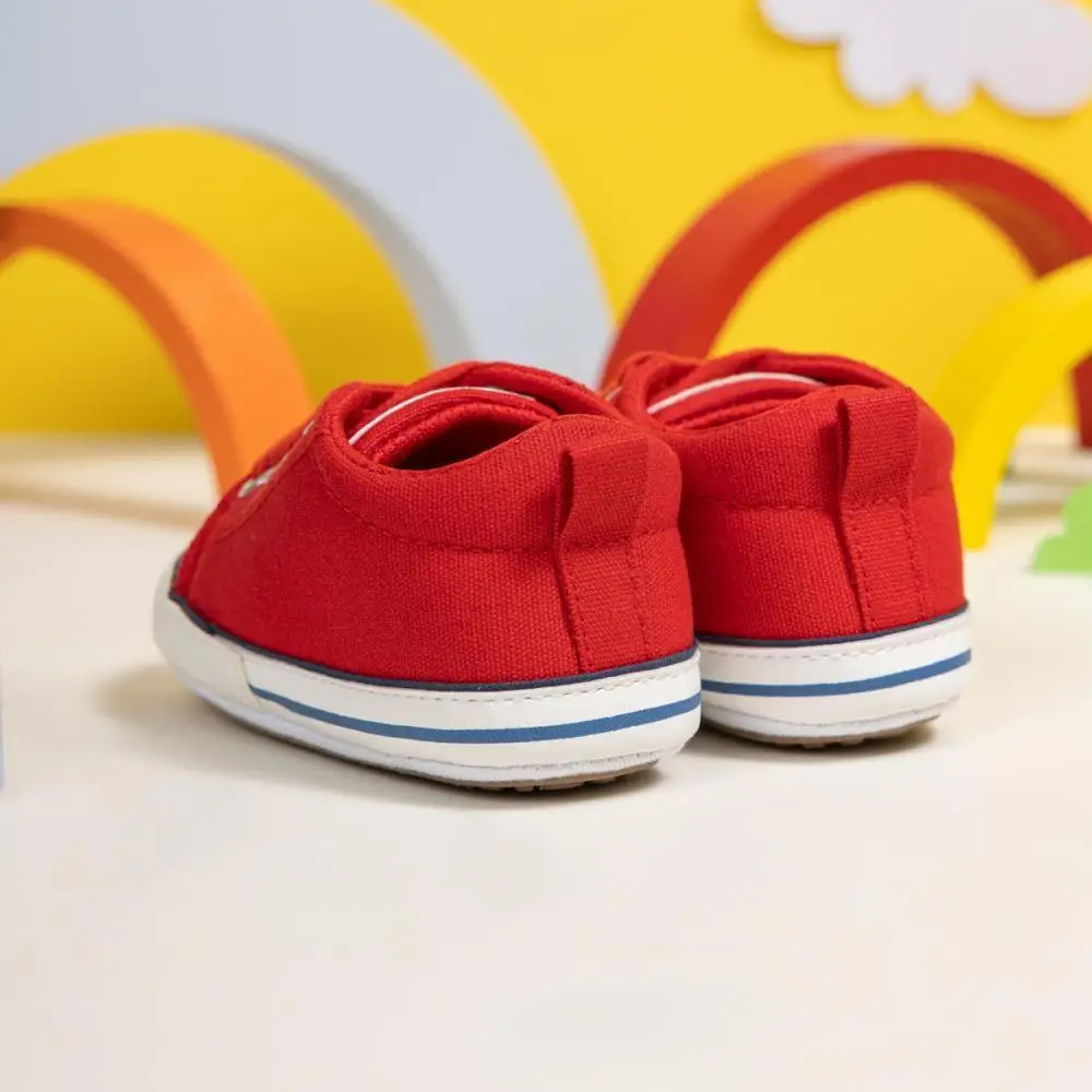 Lovely Newborn Baby Girl Boy Shoes Rubber Soft Sole Non-Slip Lace-Up Breathable Solid Color Shoes Indoor Outdoor Canvas Shoes 5