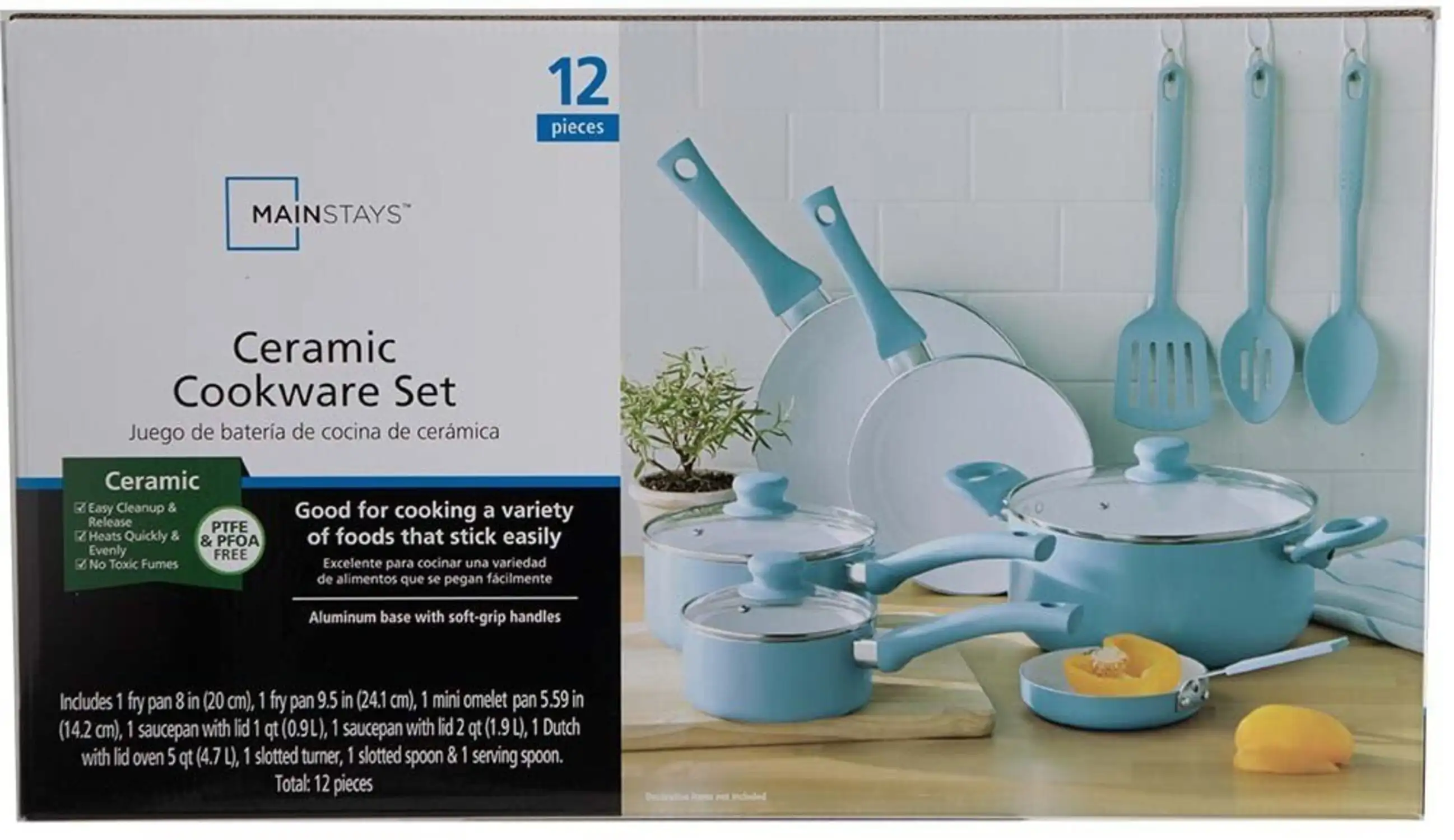 Forged Aluminum Healthy PFA-Free Ceramic Pots and Pans Cookware Set,  7-Piece Set, Mint Green - AliExpress