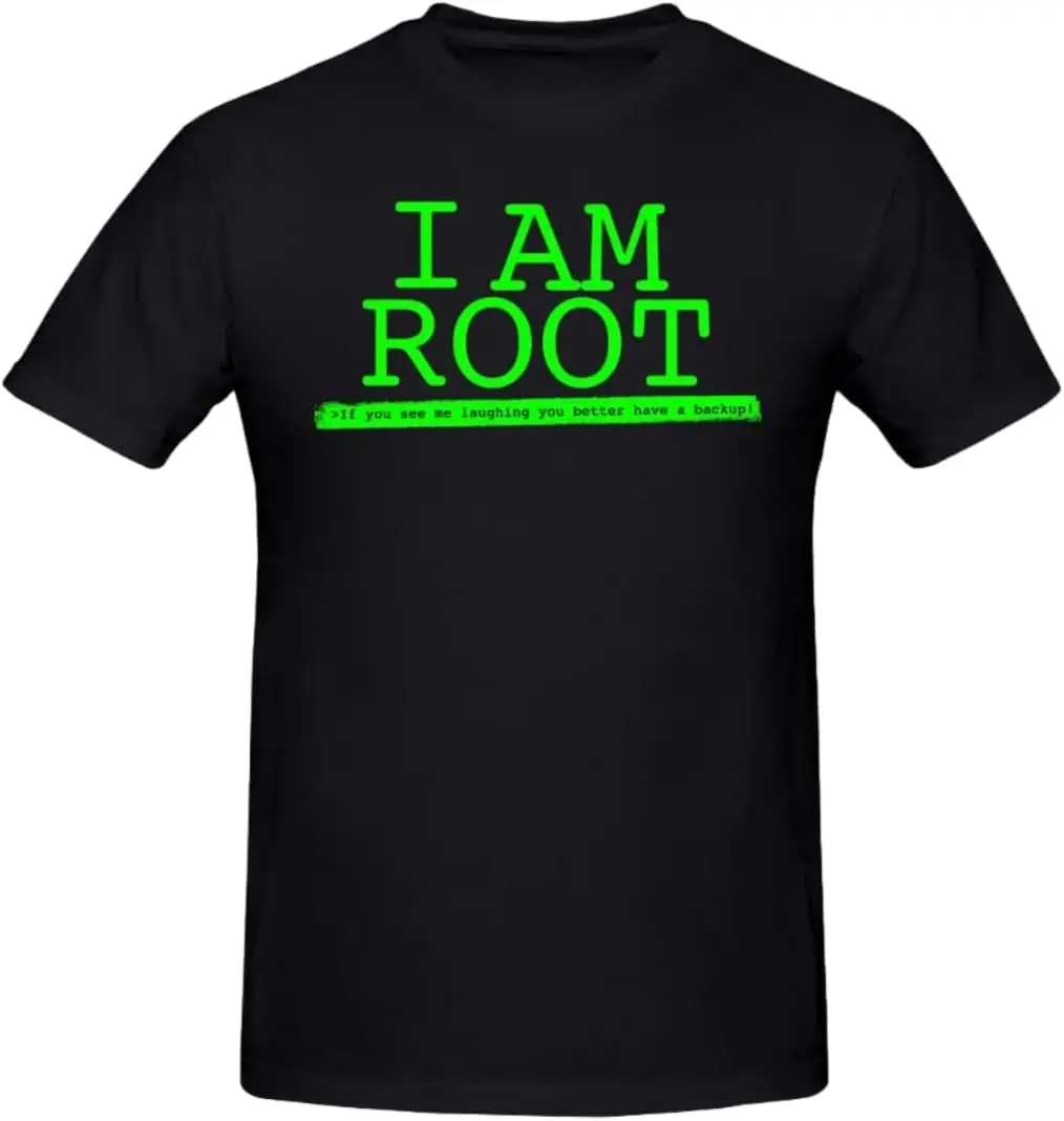 

Linux I Am Root T-Shirt Men Tees O Neck 100% Cotton Linux Computer Operating System Geek Clothes Humor T Shirt.