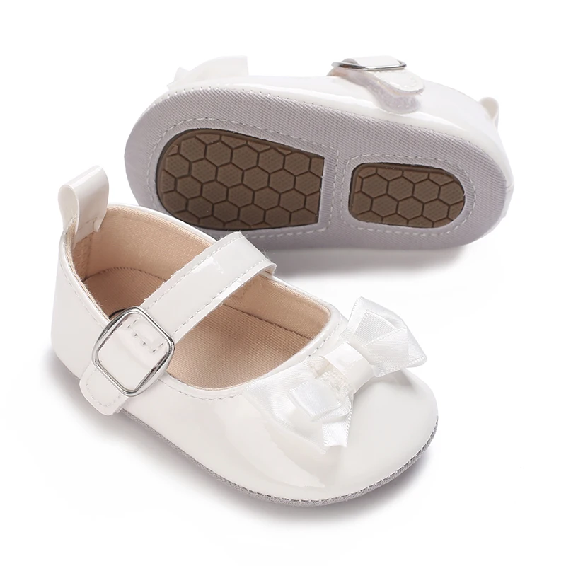 0-18 Months White Neonatal Soft Sole Girl Baby Upper PU Non Slip Rubber Sole Cute Princess Shoes Baby Walking Shoes 3