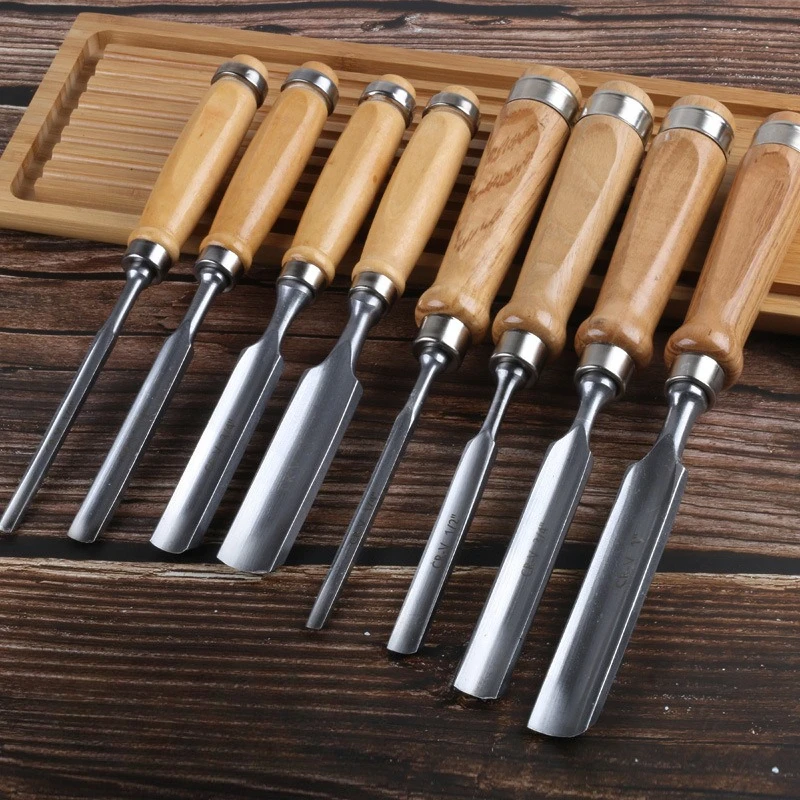 나무 손잡이가 있는 목공용 끌 세트 - 강철 평면 끌 삽형 끌 칼 - DIY 공예용 목각 도구 - AliExpress 1420