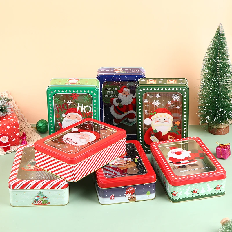 

Рождественская прямоугольная жестяная коробка Skylight, Мини жестяная коробка, маленькая жестяная коробка для печенья, праздничная жестяная коробка для конфет, выпечки печенья, конфет, для дома, Рождества
