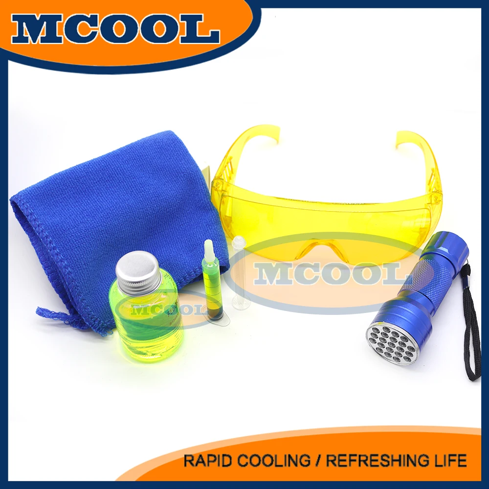 Air Conditioning Leak Detector Auto Fluorescent Leak Detection Auto Air Conditioning R134a Refrigerant Gas Freon AC Leak Test Detector Repair Tool UV Dye